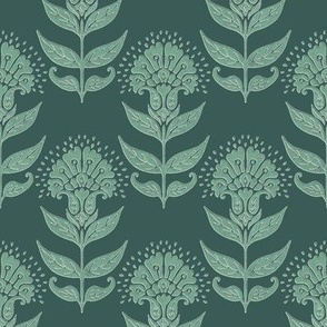 Aurelia Floral Dark Sage MEDIUM  4x4 inch