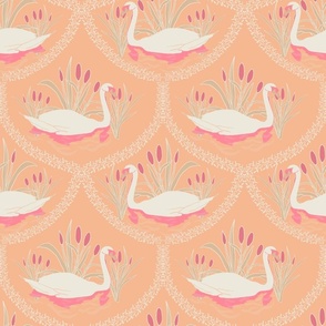 Peach Fuzz swimming Swan fish scale pattern