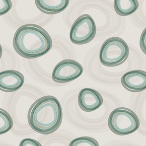 Abstract Layered Circles | Green, Olive & Teal Boho Modern Textural Design