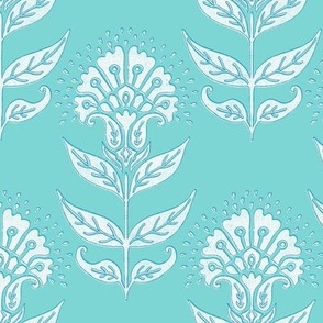 Aurelia Floral Ivory Mint Aqua LARGE