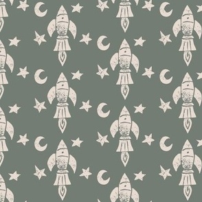 Rocket ship-green and beige