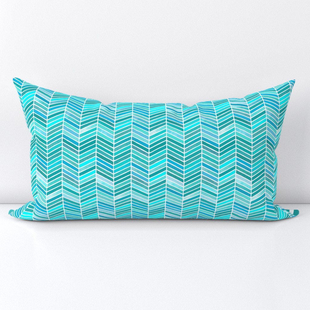 Chevron Watercolor Turquoise Small 