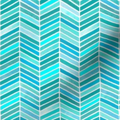 Chevron Watercolor Turquoise Small 