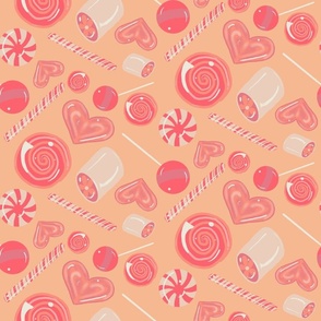 Pantone Peach Fuzz Candy tossed ditzy