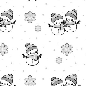 Snowman Gray Winter Snow Snowflakes