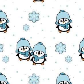 Woodland Penguin Blue Winter Snow Snowflake 