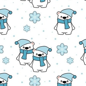 Blue Winter Bear Snowflake Snow