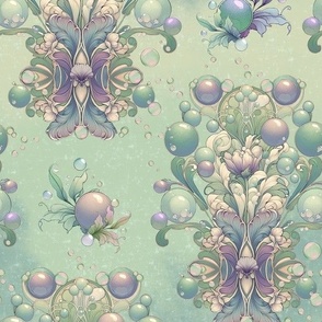 Art Nouveau Bubbles and Flowers