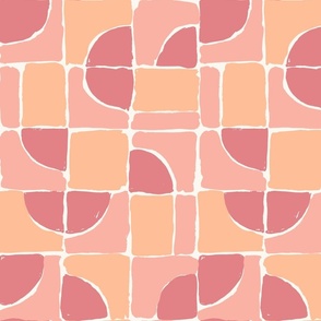 Painted squares_abstract_Large_Peach Fuzz with Peach Blossom