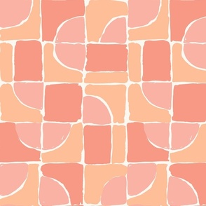 Painted squares_abstract_Large_Peach Fuzz with Peach Pink
