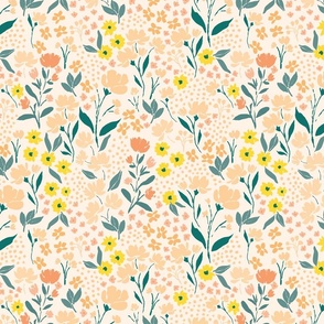 12in Bright Floral Peach Fuzz Wildflower Hand Painted Pattern
