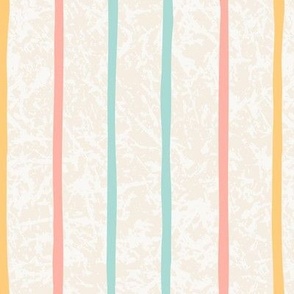M-FLORAL PATH-8G-peach-blue-yellow-candy stripe vertical stripe on cream textured background