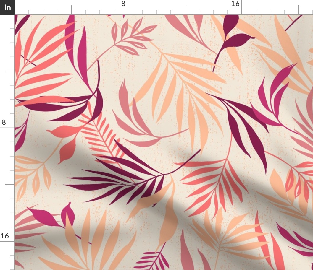 L-FRONDLY_2C-PEACH FUZZ-pantone 2024-palm leaf-palm fronds-pink-caribbean-tropical-textured-leaves