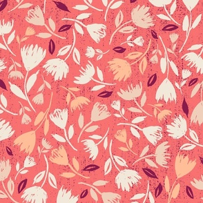 L-WILD AND FREE_3C-PEACH FUZZ-pantone 2024-botanical floral-cute-bright-flowers-bedding-home decor-cot