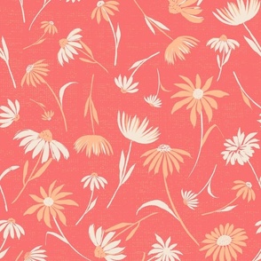 L-SWEET DAISY_4C-PEACH FUZZ-pantone 2024-daisy-botanical floral-blooms-textured-apricot-peach-pink-cot