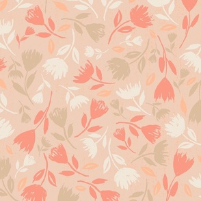 L-WILD AND FREE_3D-PEACH FUZZ-pantone 2024-floral-botanical-bright-cute-flowers-bedding-home decor-cot
