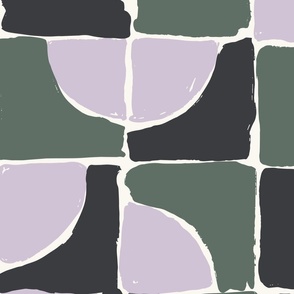 Painted squares_abstract_Extra Large_Lavender and wreath green
