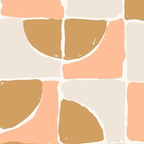 Painted squares_abstract_Extra Large_Peach Fuzz with Ochre