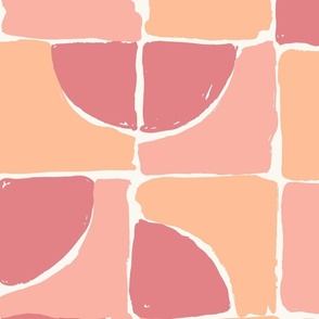 Painted squares_abstract_Extra Large_Peach Fuzz with Peach Blossom
