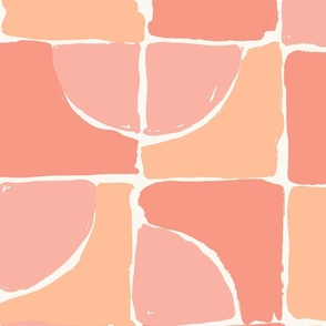 Painted squares_abstract_Extra Large_Peach Fuzz with Peach Pink