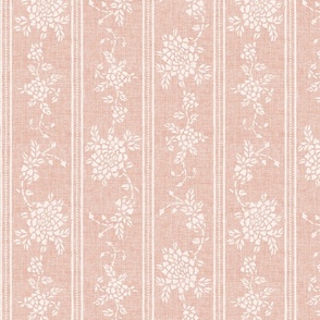 Chinese floral stripe in blush pink, cottage style shabby chic look