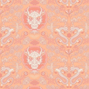 chinese dragon damask peach plethora | small