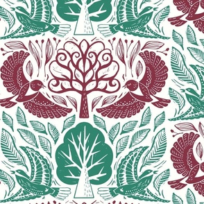 Mystical Forest Harmony [wine red & green] large