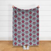 chinese dragon damask red and gray | small