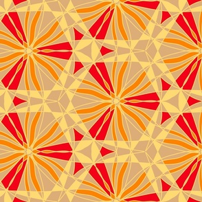 flower meadow geometrical  honey red orange buttercup