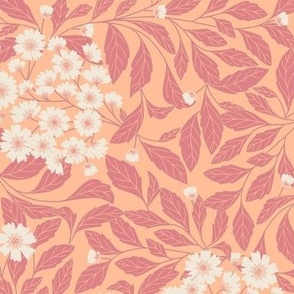 (M) Wildflower Whispers in Peach - Peach Fuzz - Deco floral - Pantone Color of the Year 2024