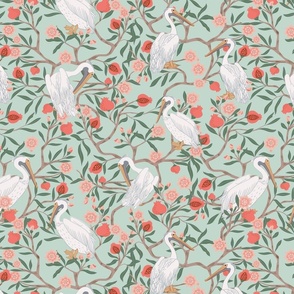 Chinoiserie Pelicans and Pomegranate Botanicals  