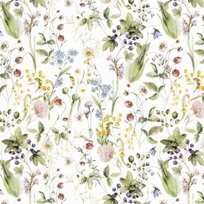 Medium - My Enchanting  Hand Painted Nostalgic Wildflower Meadow