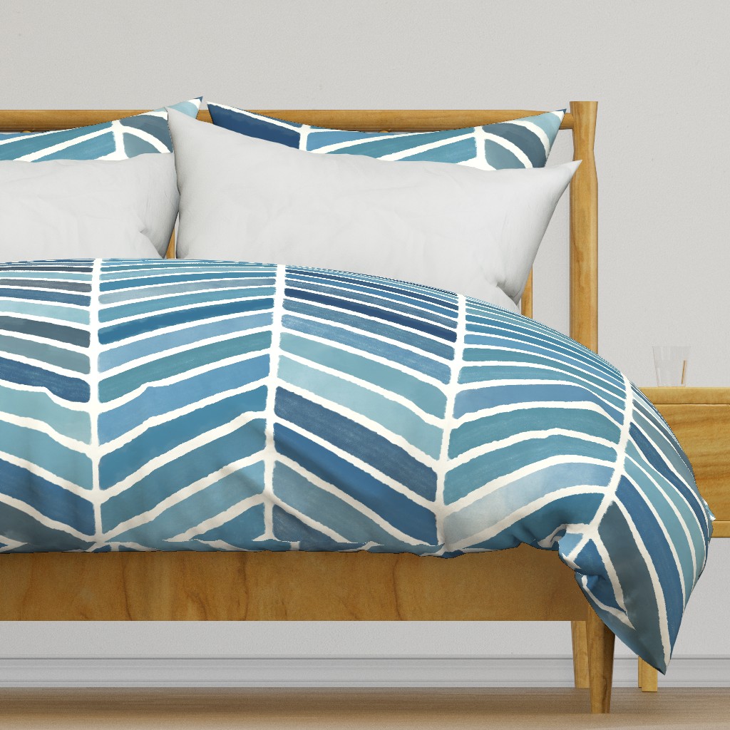 Watercolor Chevron Blue Williamsburg Large 