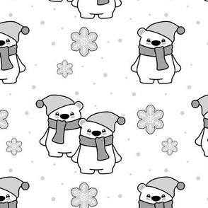 Gray Winter Bear Snowflake Snow