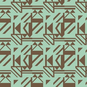 Geometric abstract mint and brown