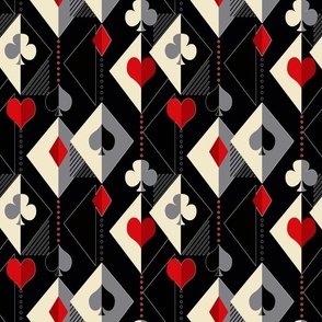 A pattern for card game lovers. Symbols of playing cards in poker, solitaire.