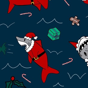 Christmas Santa Sharks 
