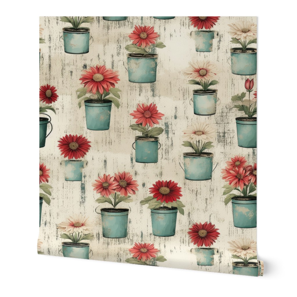 Floral Harmony: Vintage Blooms in Seamless Grungy Pattern