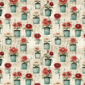 Floral Harmony: Vintage Blooms in Seamless Grungy Pattern