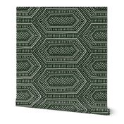 hexagon boho tiles - home decor - forest green - LAD23