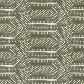 (small scale) hexagon boho tiles - home decor - olive green - LAD23