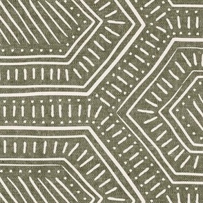 hexagon boho tiles - home decor - olive green - LAD23