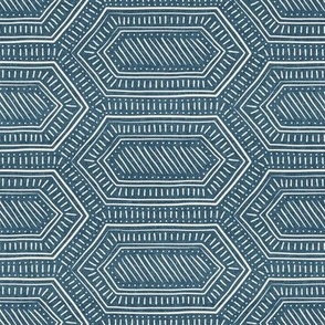 (small scale) hexagon boho tiles - home decor - stone blue - LAD23