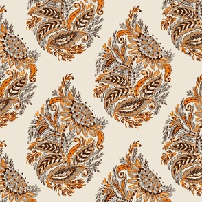 Oriental paisley ochre/wheat