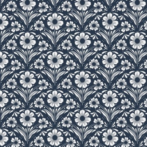 floral block print in blue (small)