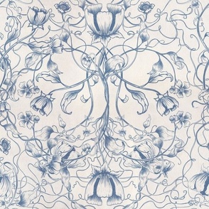 wood cut floral vintage paper blue