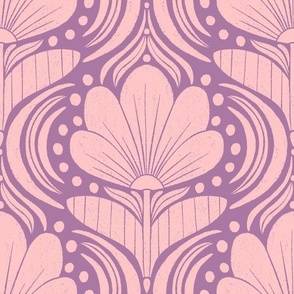 Whimsical Abstract Floral Block Print in an Ogee Layout_Lilac (Large)