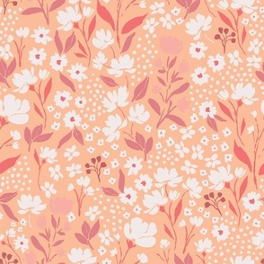 12in Peach Fuzz Plethora Hand Painted Flower Pattern