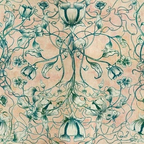 wood cut floral vintage teal marble parchment copy