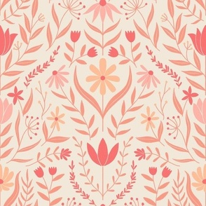 Symmetrical Flowers - Peach Fuzz